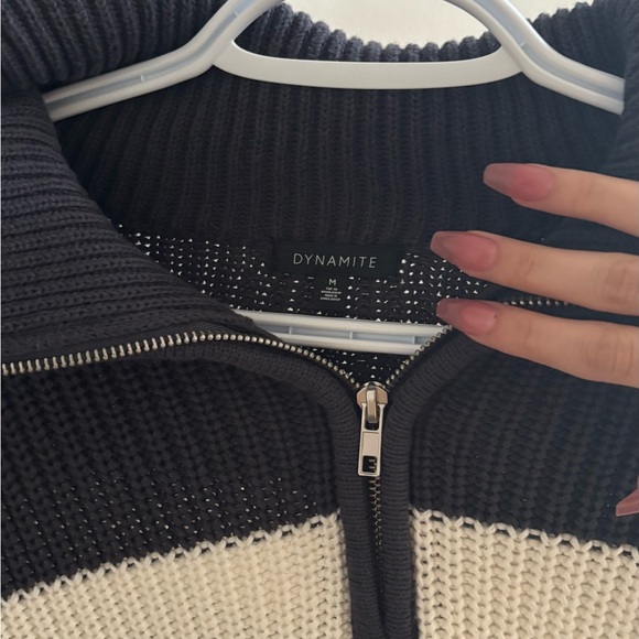 Dynamite Navy blue and Cream Striped Turtleneck Sweater - Picture 4 of 4